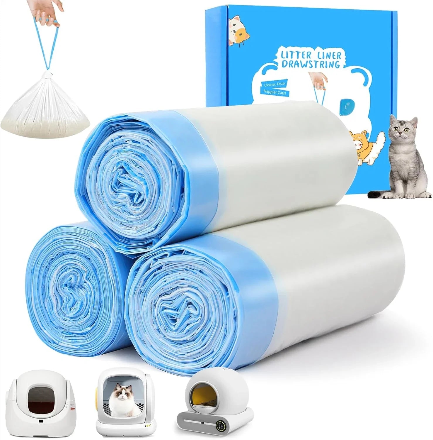 Cat Litter Bags for Automatic Litter Box Extra-Thick Cat Litter Box Liners for MeoWant/catlink/Tonepie Toilette
