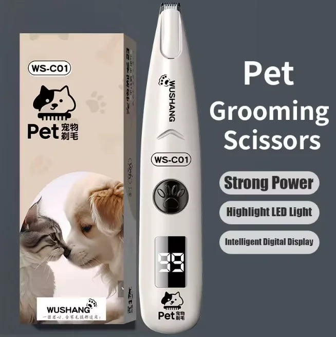 Pet Dog Electric Groomer Trimmer with LED Light Waterproof Pet Foot Hair Trimmer Low Noise Cat Dog Face Foot Ear Hip Paw Shaver