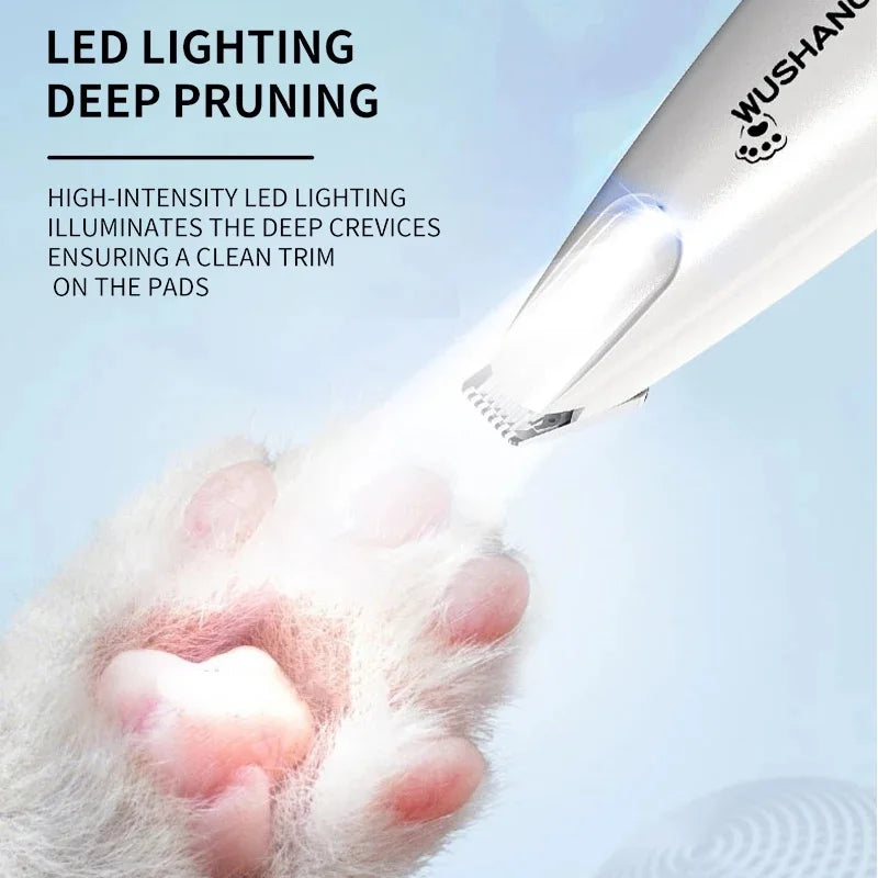 Pet Dog Electric Groomer Trimmer with LED Light Waterproof Pet Foot Hair Trimmer Low Noise Cat Dog Face Foot Ear Hip Paw Shaver
