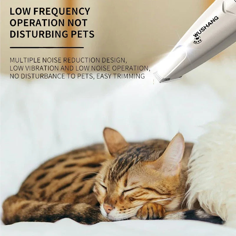 Pet Dog Electric Groomer Trimmer with LED Light Waterproof Pet Foot Hair Trimmer Low Noise Cat Dog Face Foot Ear Hip Paw Shaver